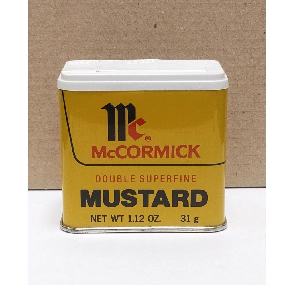 1970s One-Ounce Tin of McCormick Mustard OPENED & USED w/ Remnants of Contents